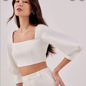 Love Bonito | US 4 | Leana Square Neck Puff Sleeve Cropped Top